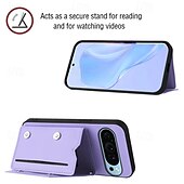 זול תיק טלפון אחר-טלפון מגן עבור Pixel 9 Pro Pixel 9 Pro XL Pixel 8 Pro Pixel 8 פיקסל 9 כיסוי אחורי עם מעמד עם שרוך חריץ לכרטיס רטרו TPU עור PU