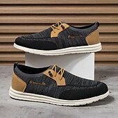 cheap Men&#039;s Sneakers-Men&#039;s Grey Knit Sport Shoes with Leather Accents and Lace-Up Design – Comfortable Casual &amp; Outdoor Footwear