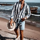 Men's Striped Geometric Pattern Shirt Long Sleeve Sports Fashion Designer Daily Holiday Spring, Fall, Winter, Summer Turndown Button-Down Purple Green Blue-White Gray cheap Geometric Pattern-Men's Striped Geometric Pattern Shirt Long Sleeve Sports Fashion Designer Daily Holiday Spring, Fall, Winter, Summer Turndown Button-Down Purple Green Blue-White Gray