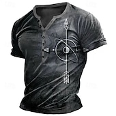 Men's Graphic Compass Henley Shirt Short Sleeve Fashion Designer Comfortable Outdoor Daily Spring & Summer Dark Gray Henley Henley T-Shirt3