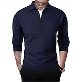olcso Vakáció-Férfi Gofris pólóingek Quarter Zip Polo Napi Szabadság Negyed irányítószám Hosszú ujj Divat Modern Sima Tavasz Ősz Normál Fekete Fehér Bor Sötétkék Khakizöld Katonai zöld Gofris pólóingek
