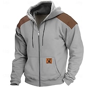 cheap Men&#039;s 3D Hoodies-Men&#039;s Cowboy Hoodies Hoodie Hooded Sweatshirt Hooded Fashion 3D Print Vacation Going out Streetwear Green Khaki Zipper Drawstring Fall Winter Designer