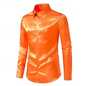 economico camicia da uomo con bottoni-Per uomo Camicia Camicia Estiva Camicia casual Camicia da Spiaggia Camicia con Colletto Camicia con Bottoni Nero Bianco Giallo Rosso Blu marino Manica Lunga Semplice Bavero Vacanza Camicia hawaiana