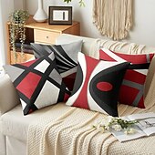 billige geometrisk stil-geometrisk pynteputetrekk 1stk mykt firkantet putetrekk putetrekk til soverom stue sofa sofastol svart rød grå