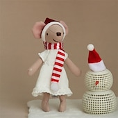 voordelige Poppen-waldorf pop accessoires handgemaakte zachte baby muis meisje begeleiden lappenpoppen verjaardagscadeau gebreide pop schattige meisjes pluche pop knuffel gepersonaliseerde geweven poppenset