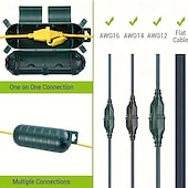 abordables Almacenamiento y organización-1 pieza de cubierta de cable de extensión para exteriores - conector de enchufe resistente a la intemperie negro/verde con sello de seguridad externo