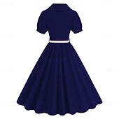 cheap Dresses-Retro Vintage 1950s Cocktail Dress Dress Flare Dress Solid Color Fancy Dress Women&#039;s Masquerade Event / Party Bachelorette Party Festival Adults&#039; Dress Homecoming Dresses