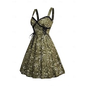preiswerte Kleider-Retro Vintage 1950er Vintage-Kleid Kleid Maskerade Damen Karneval Neujahr Maskerade Alltagstauglich Junggesellinnenabschiedsparty Erwachsene Kleid