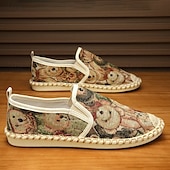 cheap Men&#039;s Slip-ons &amp; Loafers-Men&#039;s Animal Print Canvas Espadrille Slip-On Shoes with Jute Rope Sole – Comfortable Casual Summer Footwear