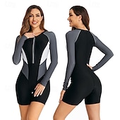 abordables Lycra de surf-Femme Maillot Anti UV Maillot de bain 1 pièce Protection solaire UV UPF50+ Poids Léger manche longue Spandex Le Maillot de corps Maillot de bain Zip sur le devant Natation Surf Plage Sports nautiques