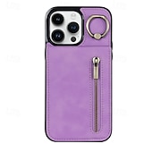 お買い得  iPhone用ケース-電話 ケース 用途 iPhone 16 Pro Max プラス iPhone 15 プロマックスプラス iPhone 14 13 12 11 Pro Max Plus Mini バックカバー スタンド付き バンカーリング ジッパ－ レトロ風 TPU PUレザー