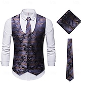 levne oblečení-Retro Řvoucí 20s 20. léta 20. století Kamizelka Vesta Velký Gatsby Gentleman Kašmírový vzor Retro Maškarní kostým Pánské Vánoce předvečer Všech svatých Karneval Výkon loučení se svobodou nevěsty