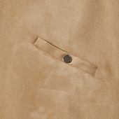 billige Faux suede jakker-Herre Vindtett jakke Imitert semsket jakke Brun semsket jakke Fritid / hverdag Vindtett jakke Lapper Lomme Vinter Vår &amp; Vinter Helfarge Årgang Mote Skjortekrage Normal Navyblå Kakifarget Militærgrønn