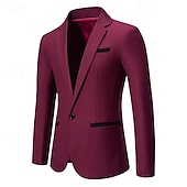 preiswerte Herren Klassische Blazer-Herren Blazer Sakko Geschäft Cocktailparty Hochzeitsfeier Modisch Brautkleider schlicht Frühling &amp; Herbst Baumwollmischung Farbblock Patchwork Knopf Komfortabel Einreihiger Verschluss Blazer Schwarz