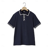 preiswerte Urlaub-Herren Poloshirt Golfhemd Arbeit Casual Kargen Gerippter Polokragen Kurzarm Basic Modern Farbblock Patchwork Taste Frühling Sommer Regular Fit Hellblau Weiß Burgunderrot Marinenblau Grau Poloshirt