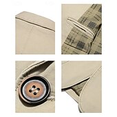 billiga Herrars klassiska kavajer-Herr Kavaj Utomhus Ledigt Ficka Mode Ledigt Vår &amp; Höst Bomull Polyester Slät Ficka Ledigt / vardag Enkelknäppt Blazer Svart Armégrön