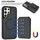 זול מארז סמסונג-טלפון מגן עבור S24 Ultra Plus S24 FE S23 Ultra Plus S22 Plus Ultra S21 Ultra S25 Ultra כיסוי אחורי עם מעמד מגנטי תמיכה בטעינה אלחוטית רטרו TPU עור PU