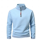 economico Felpa con cappuccio in pile-Per uomo Felpa Di pile Felpa con cerniera a un quarto Compatto Nero Bianco Verde militare Blu Marrone mezza cerniera Liscio Sportivo Giornaliero Per eventi Streetwear Fantastico Retrò Inverno
