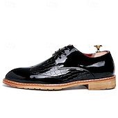 baratos Formal-Sapatos oxford masculinos de couro sintético envernizado branco com padrão de crocodilo e sola de madeira - calçados formais elegantes para casamentos e eventos especiais