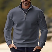 preiswerte Herrenpullover-Herren Pullover Kleid Pullover Strickpullover Overall Gerippt Stricken Standard Halfzip Troyer Schmaler Schnitt Glatt Ständer Basic Moderne zeitgenössische Arbeit Freizeitskleidung Bekleidung Winter