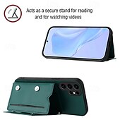 Недорогие Чехлы для Samsung-телефон Кейс для Назначение SSamsung Galaxy А53 А33 A12 A52 A13 S20 FE S25 Ультра Кейс на заднюю панель со стендом Разъем для карты Защита от удара Ретро ТПУ Кожа PU
