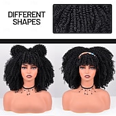 baratos Perucas Sintéticas sem Touca-peruca afro cacheada com franja perucas afro sintéticas para mulheres perucas curtas cacheadas crespas resistentes ao calor para festa diária