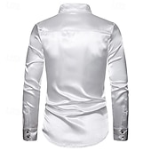cheap Men&#039;s Button Down Shirts-Men&#039;s Shirt Dress Shirt Button Up Shirt Plain Wedding Party Black White Red Blue Long Sleeve Lapel Spring &amp;  Fall Clothing Apparel Sequins