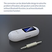 abordables Kit de Bluetooth/manos libres para coche-Receptor Bluetooth 5.0 para automóvil, adaptador auxiliar Bluetooth con cancelación de ruido, receptor de música Bluetooth para estéreo doméstico/auriculares con cable/llamadas manos libres, duración