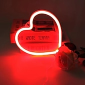 economico Lampade neon LED-luce al neon a forma di cuore rosa - led per San Valentino &amp;decorazione per feste perfetta per la stanza delle ragazze, dormitorio, decorazione per la casa per l&#039;anniversario di matrimonio