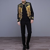 cheap Outfits-Retro Vintage 1980s Pants Outfits Suits &amp; Blazers Prince Aristocrat Sequins Jacquard Fancy Dress Men's Halloween Carnival Masquerade Party Performance Pride Parade Adults' Coat Pants