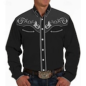 cheap Men&#039;s Western Shirts-Men&#039;s Floral Graphic Prints Shirt Western Shirt Cowboy Shirt Long Sleeve Fashion Streetwear Designer Outdoor Daily Fall &amp; Winter Turndown Print Button-Down Blue Sky Blue Purple Brown Gray