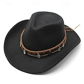 cheap Fedora Hat-Men&#039;s Kentucky Derby Hat Sun Hat Cowboy Hat Fedora Trilby Hat Black Wine Woolen Vintage Style Fashion 18th Century State of Texas Daily Theme Party Solid / Plain Color Sunscreen Cosplay
