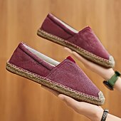 cheap Men's Slip-ons &amp; Loafers-Men's Red Canvas Espadrille Slip-On Shoes with Jute Rope Sole – Comfortable Summer Footwear