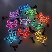 cheap Decorative Lights-Carnival LED Fox Luminous Mask - Festival Party Light Up Decoration Prop, Internet Celebrity Live Streaming Gift AA Batteries Powered - 1PC