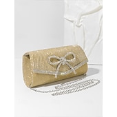 baratos Casamento ACC-bolsa clutch azul com glitter e detalhe de laço de strass, bolsa de noite elegante para mulheres, perfeita para casamentos, festas e eventos formais prata preto azul