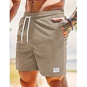 baratos Calções Estilo Casual-Homens Calção Shorts casuais Shorts de veludo cotelê Bolsos Com Cordão Cintura elástica Tecido Conforto Macio Comprimento total Ao ar livre Festa Diário Férias Moda Preto Verde Tropa