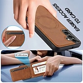 ieftine Carcasă Samsung-telefon Maska Pentru Samsung Galaxy S24 Ultra S24 Plus S24 S24 FE S23 S23 Ultra S23 Plus S22 S22 Plus Ultra S21 FE Capac Spate rezista Magnetic Acceptă încărcarea fără fir Retro TPU PU piele