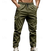 baratos Calças Cargo-Men's Joggers Trousers Cargo Sweatpants Pocket Drawstring Elastic Waist Plain Comfort Sports Outdoor Daily Fashion Casual ArmyGreen Black Micro-elastic