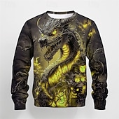 billiga Pojkens 3D-djur-Pojkar 3D Grafisk Drake T-shirt Långärmad Vår Höst Mode Grundläggande Barn 4-12 år Rund hals Utomhus Ledigt Dagligen Normal