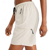 billiga Löparshorts-Dam Joggingshorts sportbyxor Sommar Vår Utomhus Snabb tork Multi Pocket Lättvikt Stretch Shorts Underdelar Snörning Elastisk midja Ficka med blixtlås Svart Vit Elastan Camping / vandring Fiske Resa S