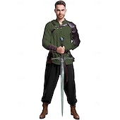 abordables Tenues-Rétro Vintage Médiéval Renaissance Pantalon Costume de cosplay Tenues Ren Faire Homme Viking Fantaisie Halloween Carnaval Mascarade Carnaval Performance LARP Adulte Chemise Pantalon Ceinture