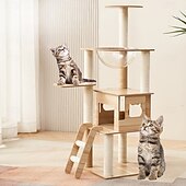 cheap Cat Trees-47.24 Inches Cat Tree/Cat Tree House and Towers for Large Cat/Cat Climbing Tree with Cat Condo/Cat Tree Scratching Post/Perches/Hammock, Multi-Level Large Cat Tree