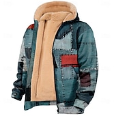 baratos moletom masculino de lã-Homens Xadrez Quadrados Tosão Moletom Moletom Moletom com capuz Gola Redonda Simples Impressão 3D Streetwear Azul Marron Zip Up Outono Inverno Designer