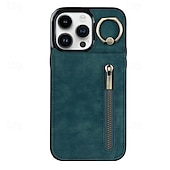お買い得  iPhone用ケース-電話 ケース 用途 iPhone 16 Pro Max プラス iPhone 15 プロマックスプラス iPhone 14 13 12 11 Pro Max Plus Mini バックカバー スタンド付き バンカーリング ジッパ－ レトロ風 TPU PUレザー