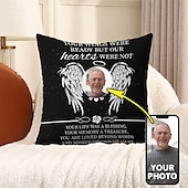 billiga Personliga kuddar-Anpassad minneskuddfodral Fotokuddfodral Kasta kudde Sympati gåva Personliga minnesgåvor Dina vingar