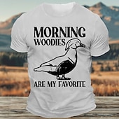 お買い得  メンズグラフィックTシャツ-男性用 鳥 おかしい ハンティング Tシャツ ティートップ コットン１００％ 半袖 グラフィック シャツ ブラック ホワイト アーミーグリーン 快適なTシャツ ストリート スポーツ・アウトドア ファッションデザイナーの衣類