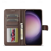 お買い得  サムスン用ケース-Samsung Galaxy S24 S24 Ultra Plus S24 FE S23 S22 S21 S20 Ultra Plus FE S25 Ultra用のスタンドホルダー、マグネットカードスロット、レトロTPU PUレザーのフリップカバー