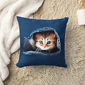 billiga djurstil-dekorativt kuddfodral söt kattunge peekaboo grafisk 1 st mjukt fyrkantigt kuddfodral örngott för sovrum vardagsrum soffa soffstol