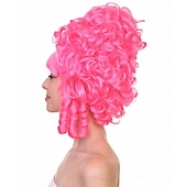  Neonowo-różowa peruka Marie Antoinette dla kobiet styl kolonialny peruki na karnawał