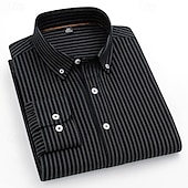 economico Camicie Elite da Uomo-Per uomo Camicia a righe Nero Blu Verde Grigio chiaro Manica Lunga A righe Colletto a Camicia Scuola Matrimonio Abbigliamento 100% Cotone Vacanza Vintage Neutro Moda